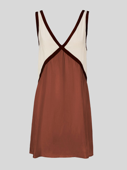 Sorrell - Robe Mini à Bretelles avec Décolleté en V et Couleur Contrastante