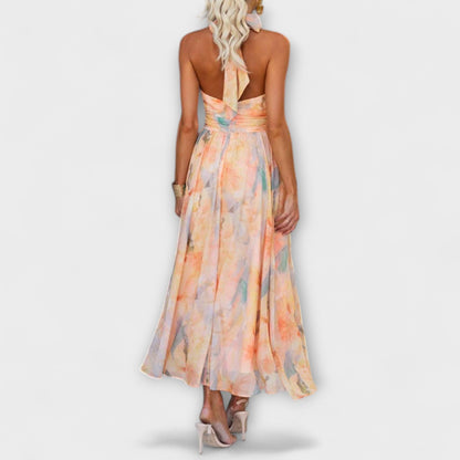 Wein™ | Robe maxi à imprimé aquarelle à col halter