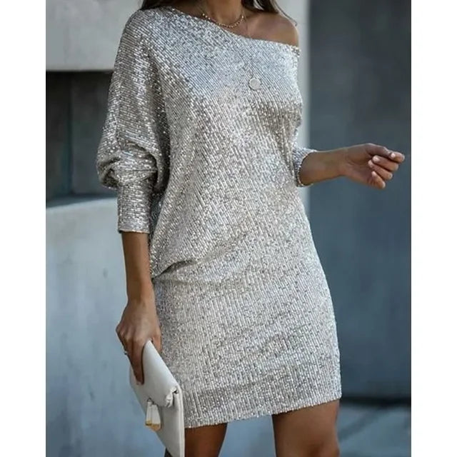 Robe À Paillettes col rond Soirée Pour Femme | Mini