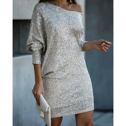 Robe À Paillettes col rond Soirée Pour Femme | Mini
