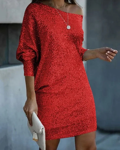 Robe À Paillettes col rond Soirée Pour Femme | Mini