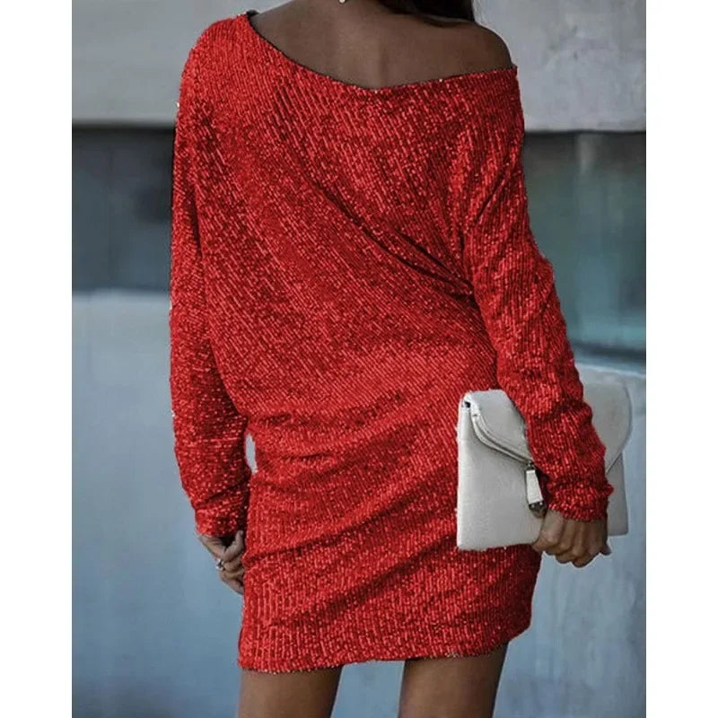 Robe À Paillettes col rond Soirée Pour Femme | Mini