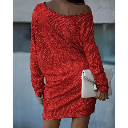 Robe À Paillettes col rond Soirée Pour Femme | Mini
