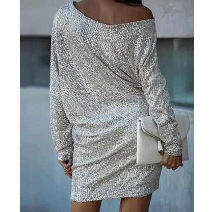 Robe À Paillettes col rond Soirée Pour Femme | Mini