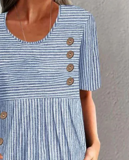 Finley - Robe Midi Classique Rayée avec Boutons