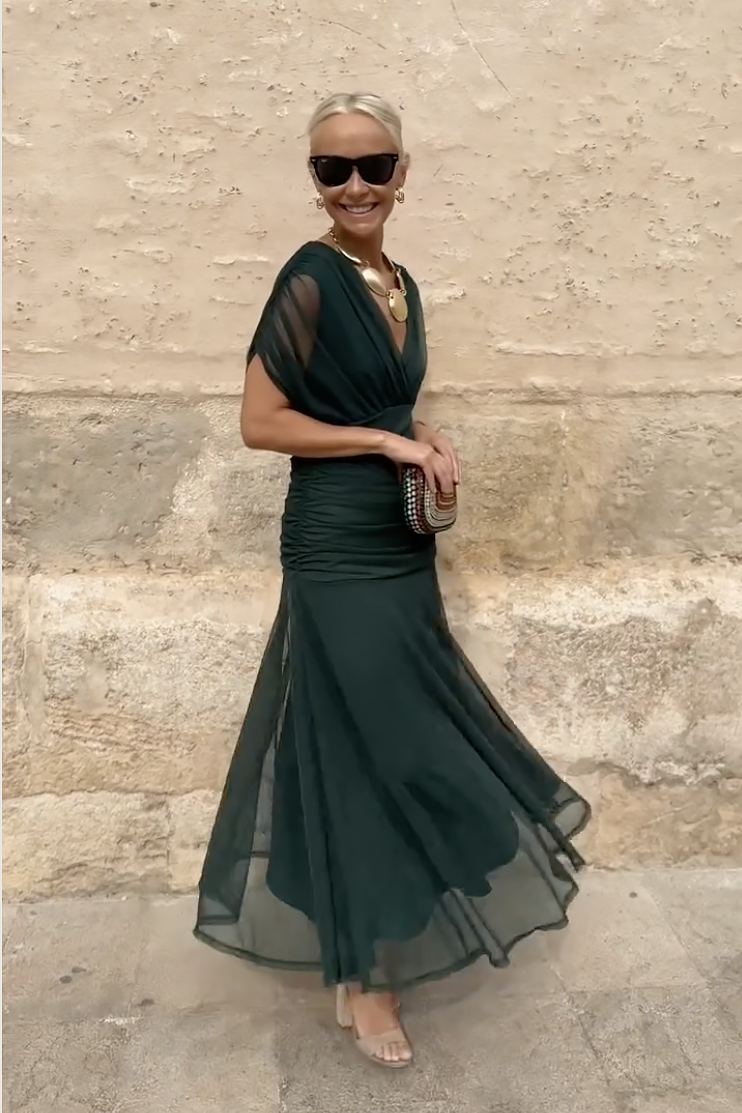 Louise | Robe Maxi Élégante de Fête avec Col en V