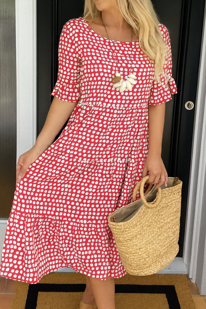 IRIS | ROBE MIDI SABLE À MANCHES COURTES