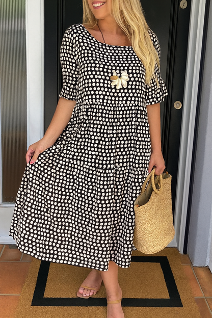 IRIS | ROBE MIDI SABLE À MANCHES COURTES