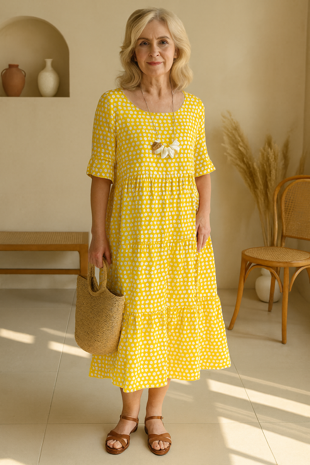 IRIS | ROBE MIDI SABLE À MANCHES COURTES