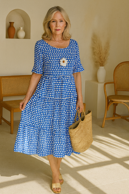 IRIS | ROBE MIDI SABLE À MANCHES COURTES