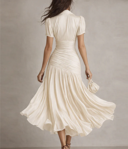 Adria | Robe midi en satin à rayures vintage