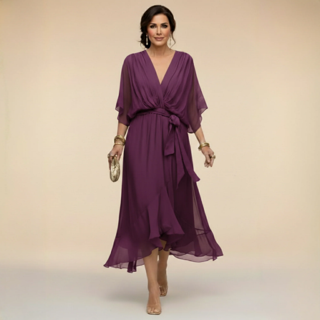 Montse | Robe en georgette à décolleté en V