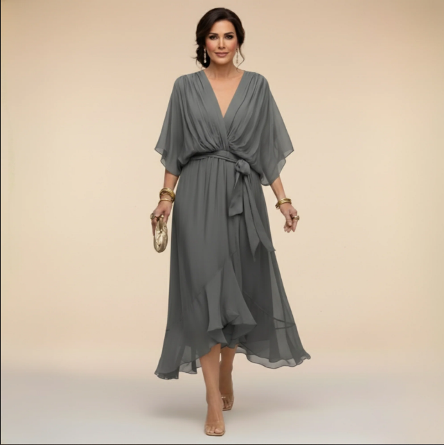Montse | Robe en georgette à décolleté en V