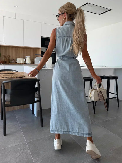 Robe Maxi en Denim - Coupe Fluide et Intemporelle