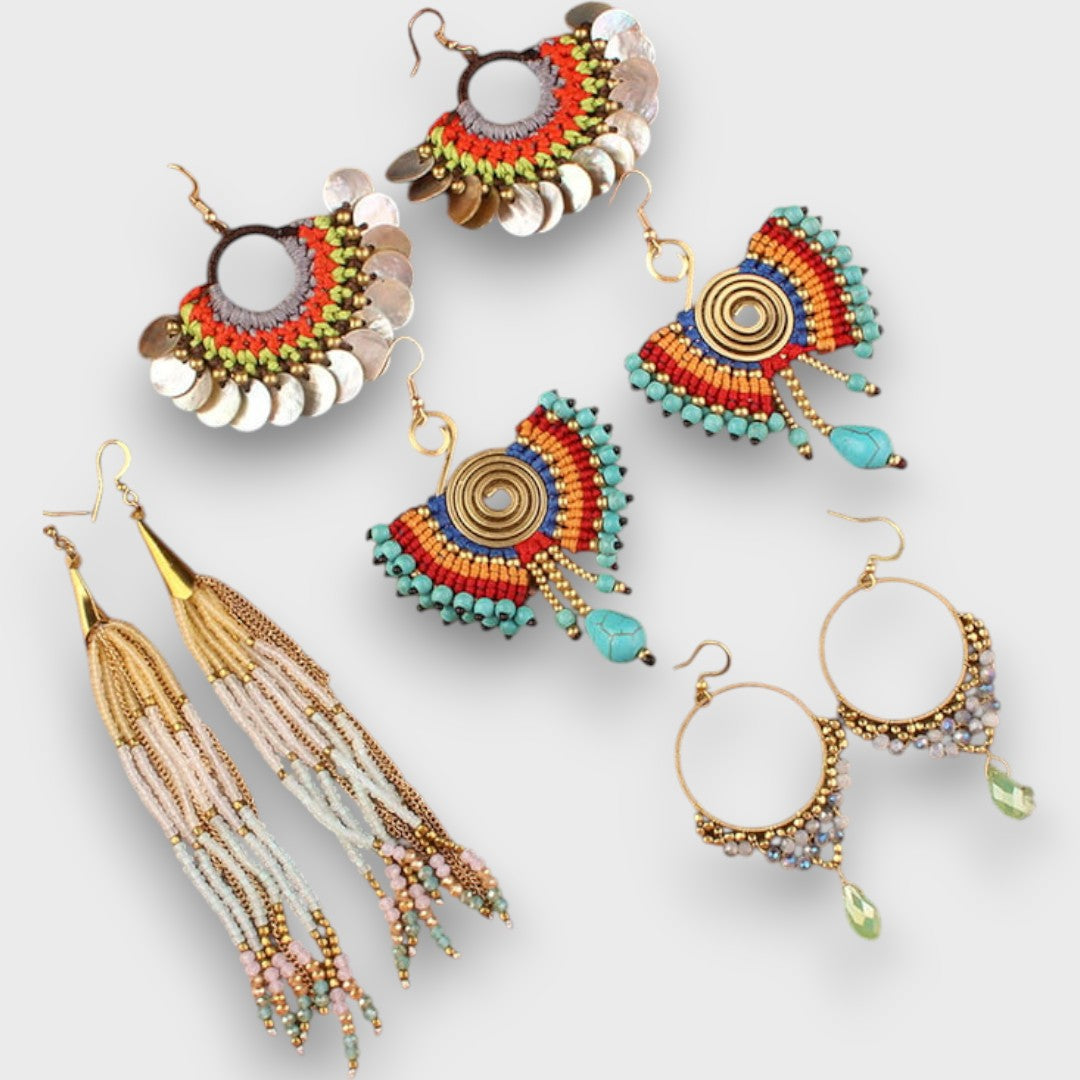 Isalda – Boucles d'Oreilles Vintage en Bois et Perles