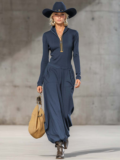Ensemble Rétro Sportif avec Haut et Pantalons Amples