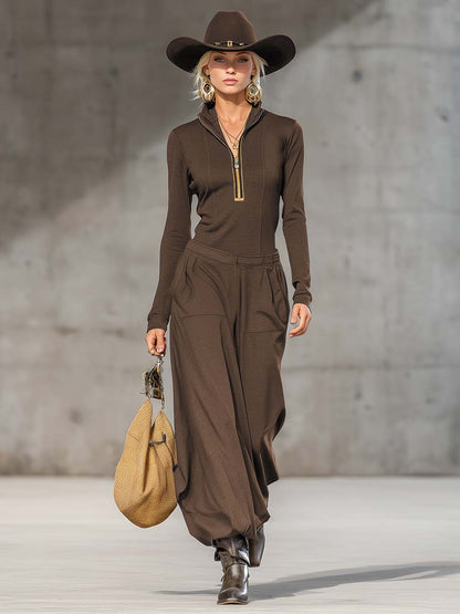 Ensemble Rétro Sportif avec Haut et Pantalons Amples