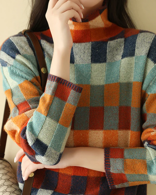 Madi - Col Roulé de Luxe en Cachemire à Patches