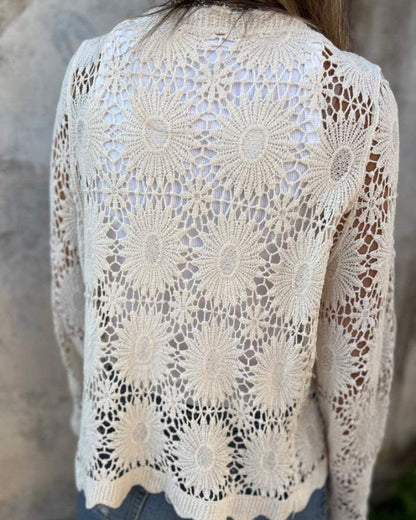 NALIE - Gilet en Dentelle au Crochet avec Boutons