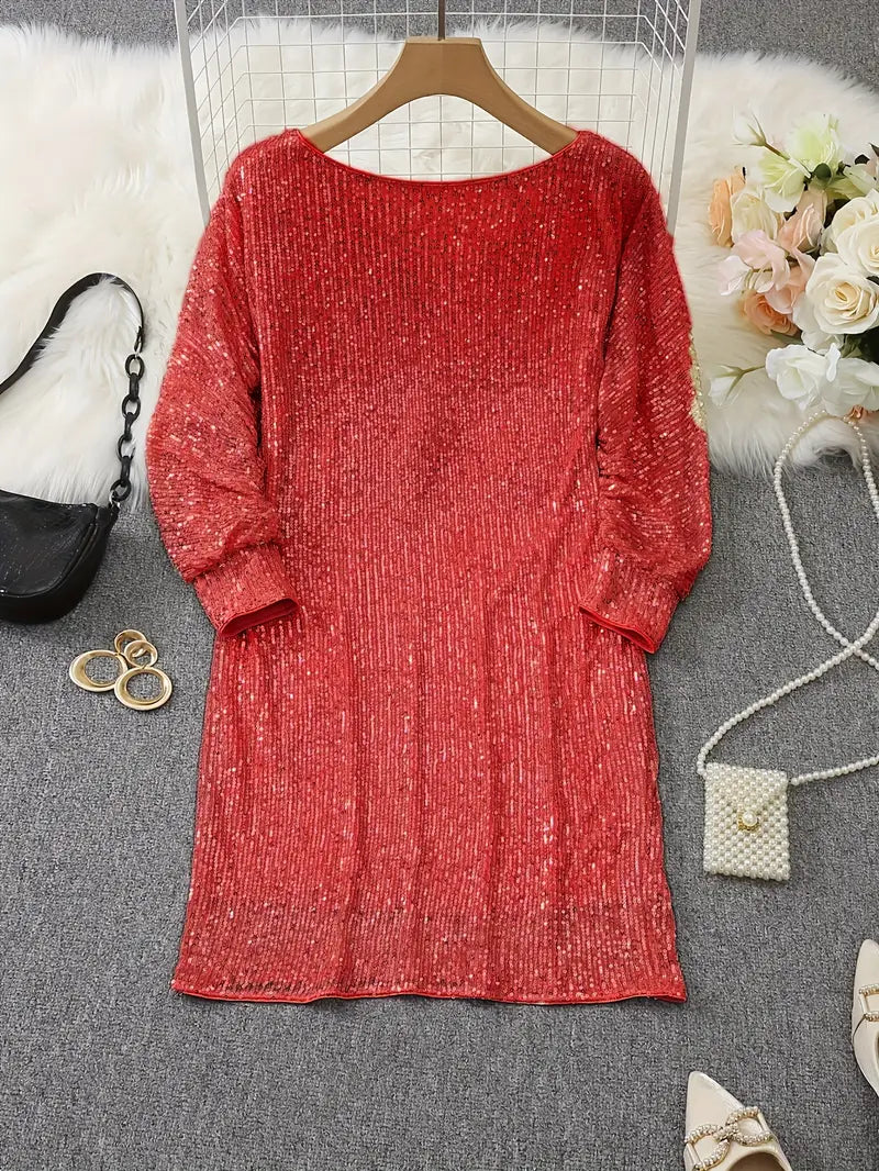 Robe À Paillettes col rond Soirée Pour Femme | Mini