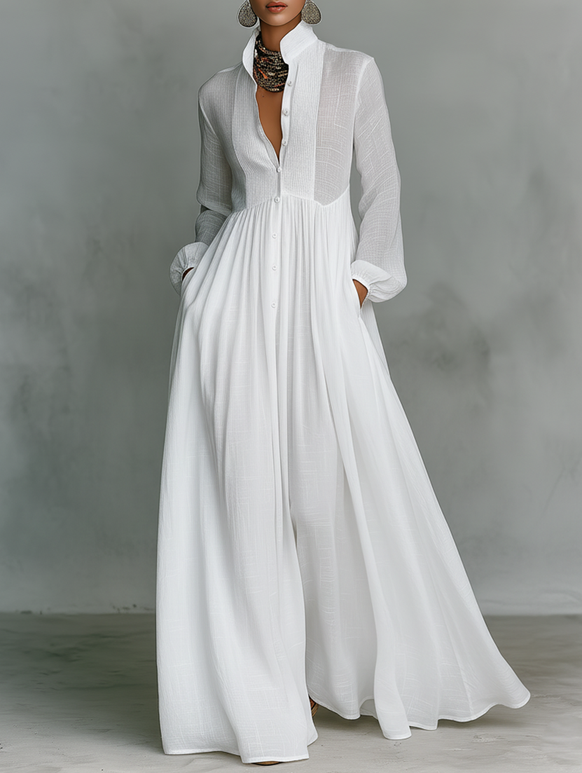 Serena | Robe Longue Boutonnée Fluide