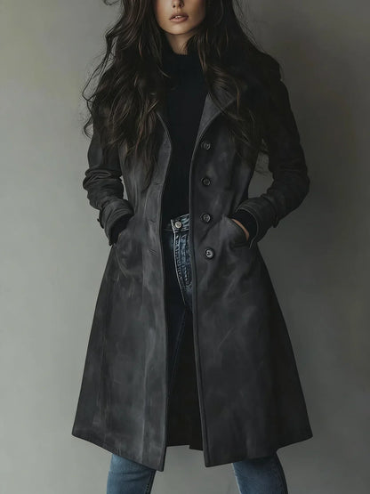 Manteau Trench en Suède Synthétique Vintage