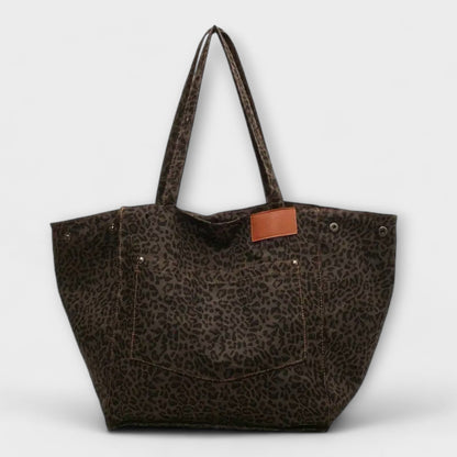 Sac à Bandoulière Élégant en Toile avec Imprimé Léopard