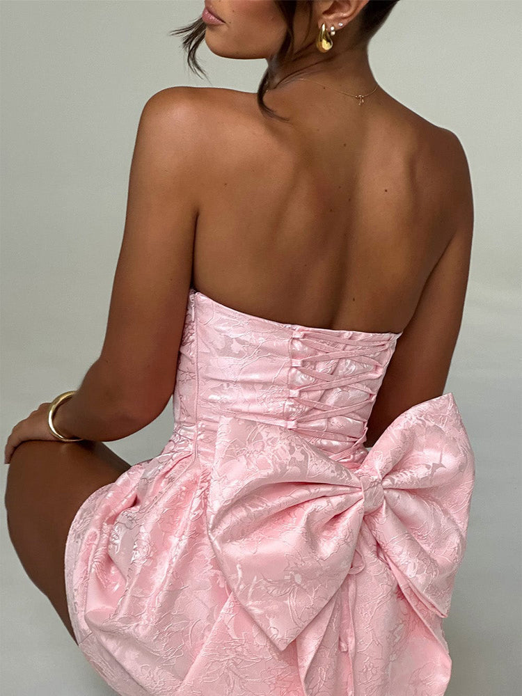 Robe Mini à Nœud Jacquard Amelia