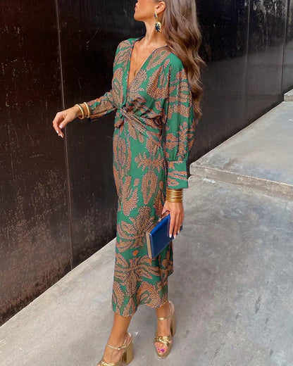 Isadora | Robe Midi Élégante avec Imprimé Envoûtant Intemporel