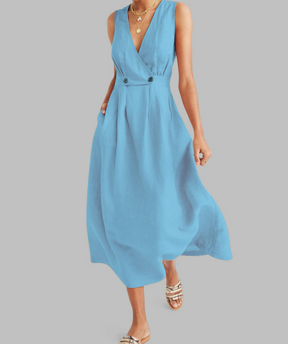 Robe en lin sans manches pour femme
