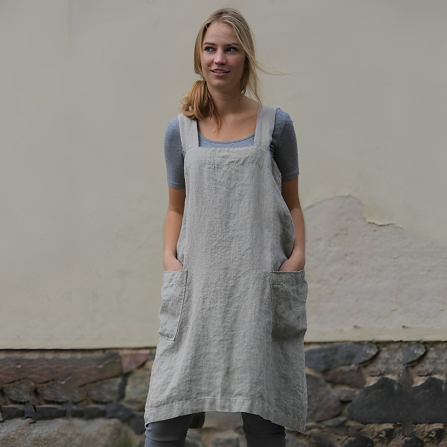 Mozelle - Robe tablier décontractée avec poches pour femmes