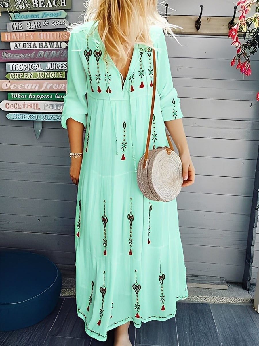 Cassandra - Robe élégante à col en V pour femmes