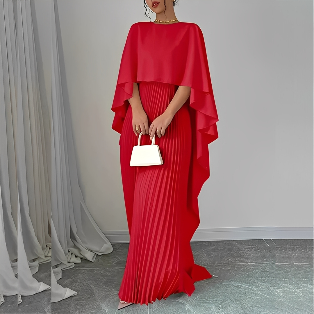 Marilou - Robe élégante avec cape plissée pour femmes