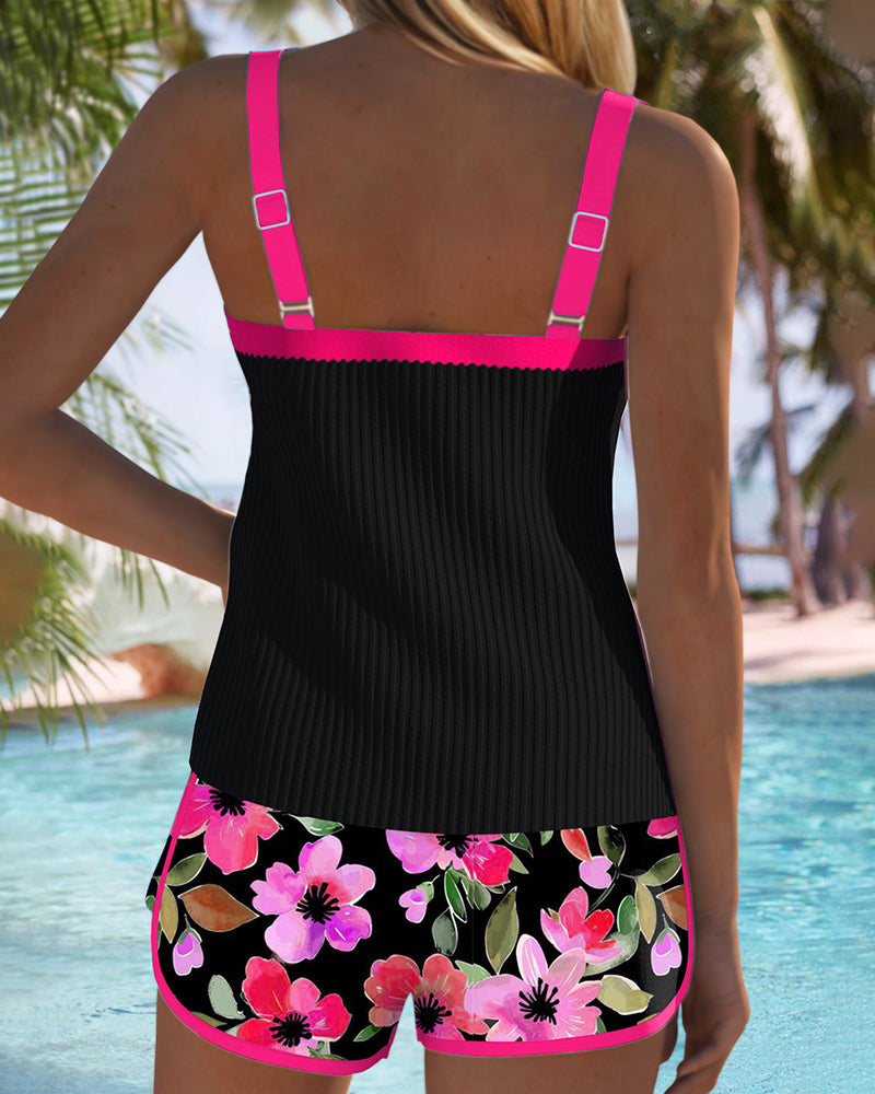 Federica - Ensemble de Tankini avec Pantalons Courts à Rayures