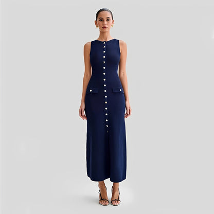 Jessica - Élégant robe midi longue avec boutons pour femmes