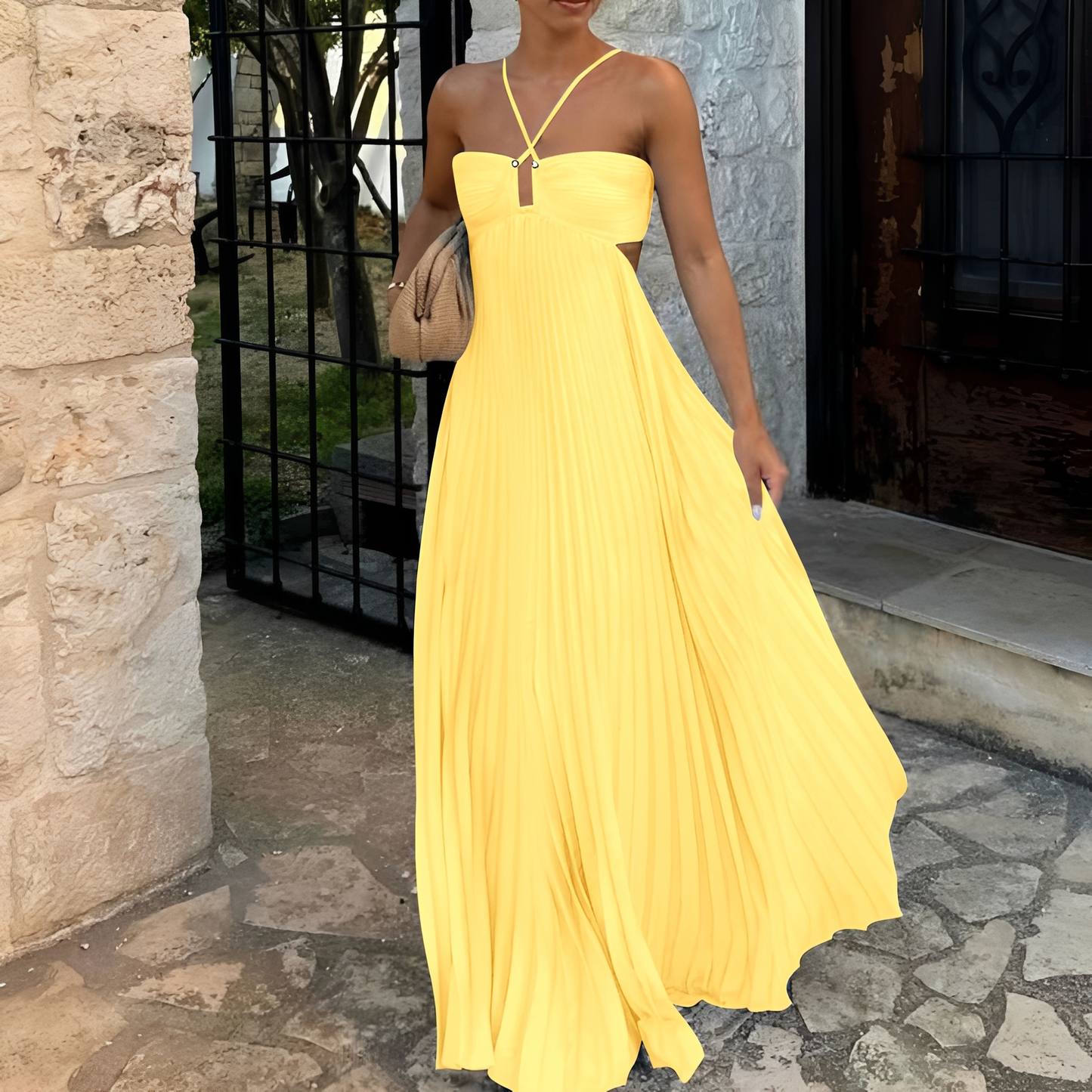 Marnie - Robe maxi élégante avec plis pour femmes