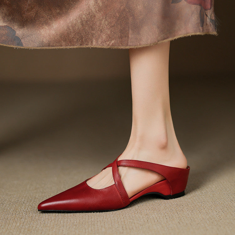 Hannah - Mules décontractées en cuir lavé pour femme