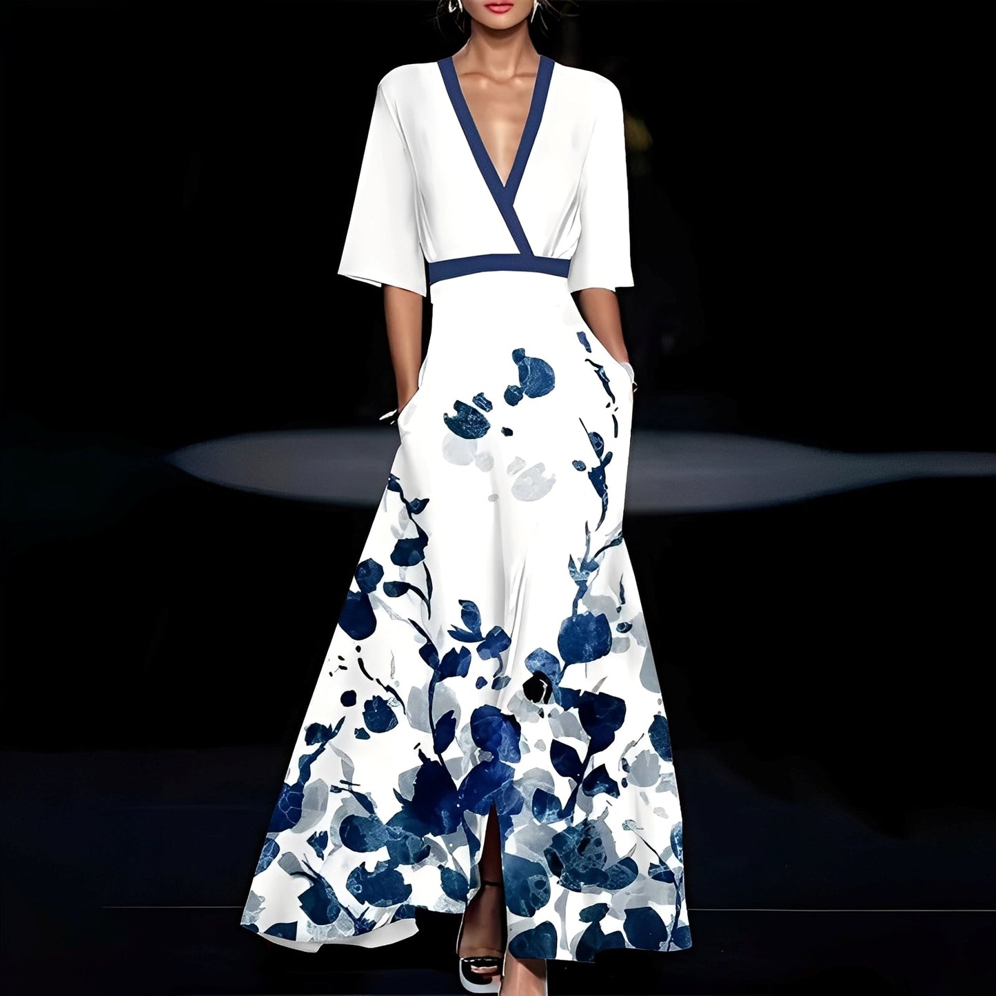 Débora - Robe longue élégante avec motif floral pour femmes