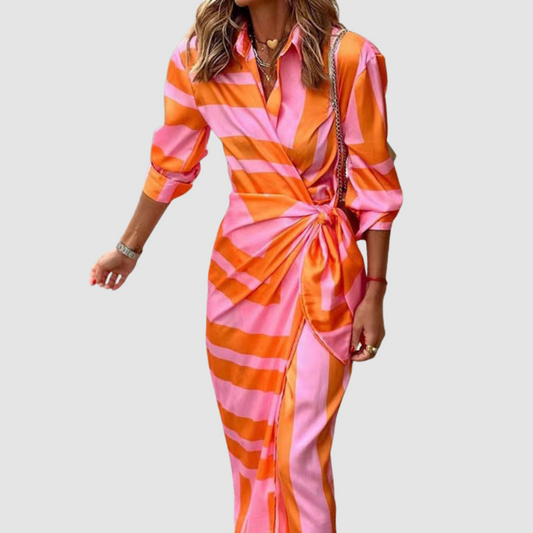 Cecilia™ Élégante Robe Rayée