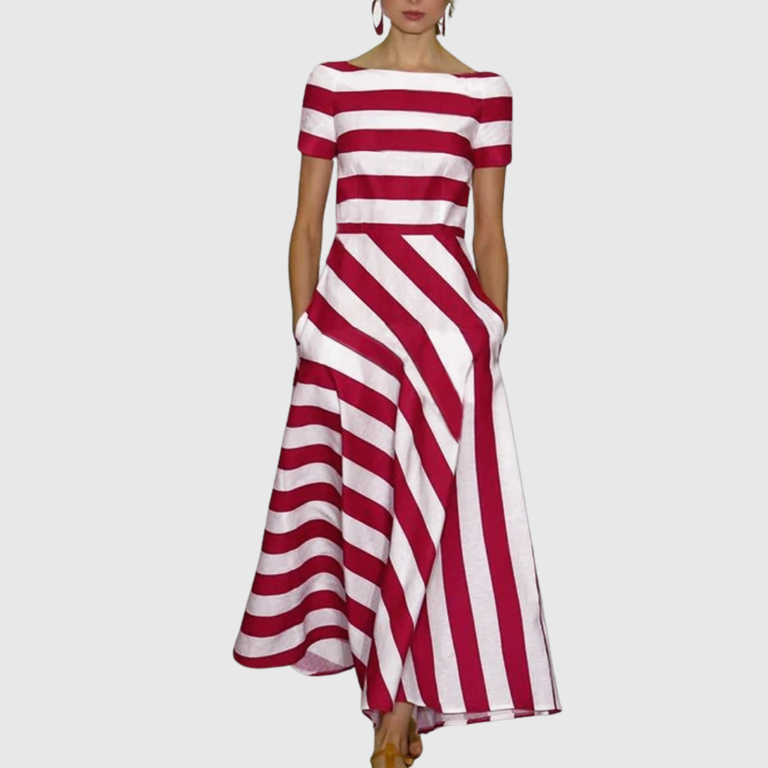 Madeline - Robe Maxi Rayée avec Épaules Dégagées Vonda