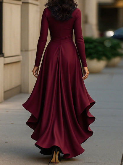 Palma | Robe Maxi en Satin Drapé avec Détails en Volant