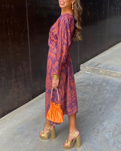 Isadora™ | Robe Midi Élégante avec Imprimé Charmant Intemporel