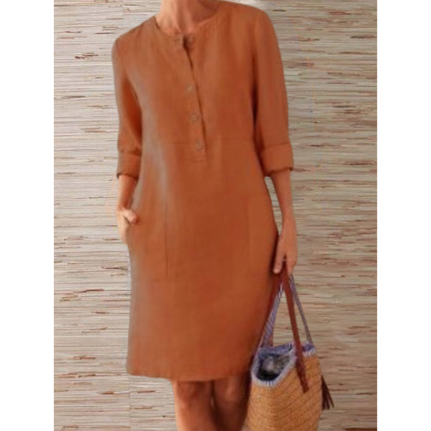 Octavia - Robe unie en coton et lin