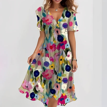 Gemma - Robe midi élégante à manches courtes pour femmes