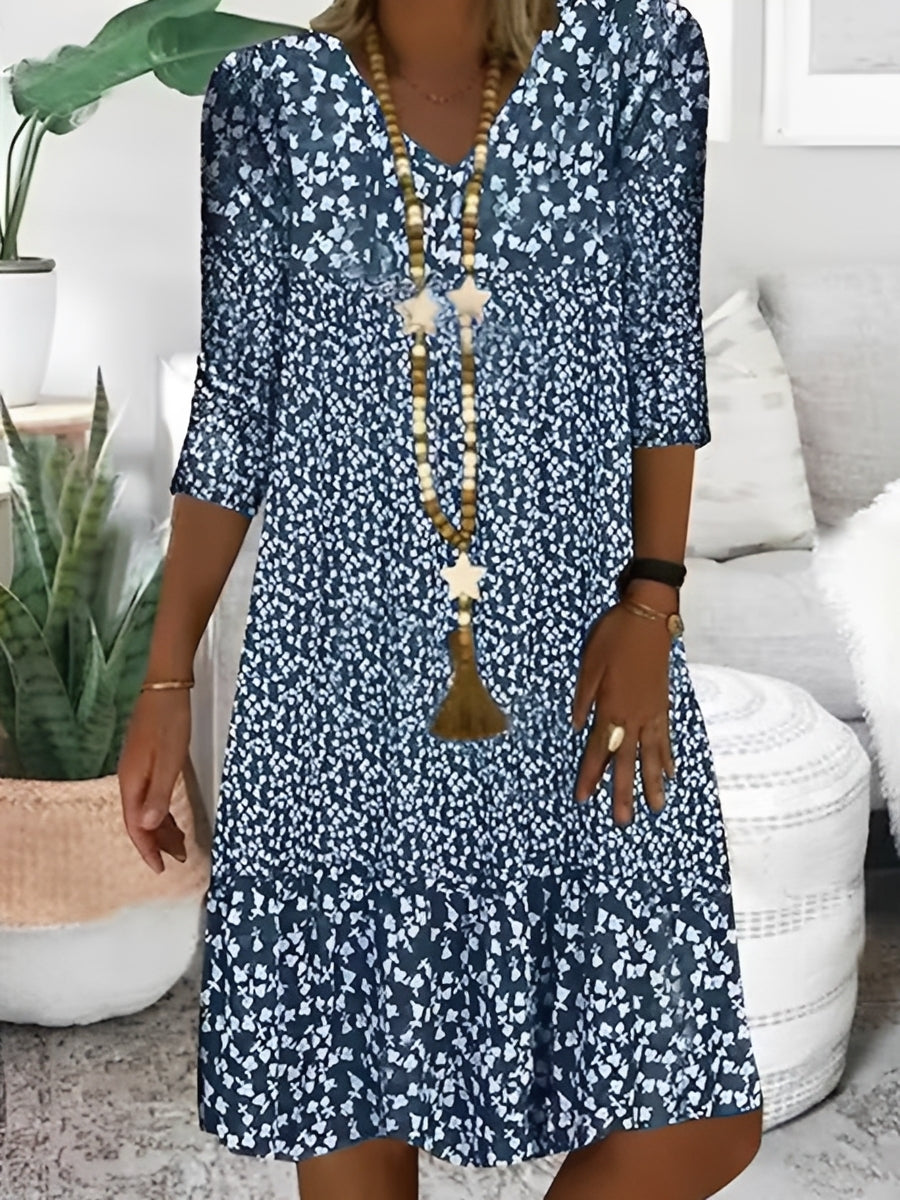 Elsie - Robe élégante avec décolleté en V et imprimé pour femmes