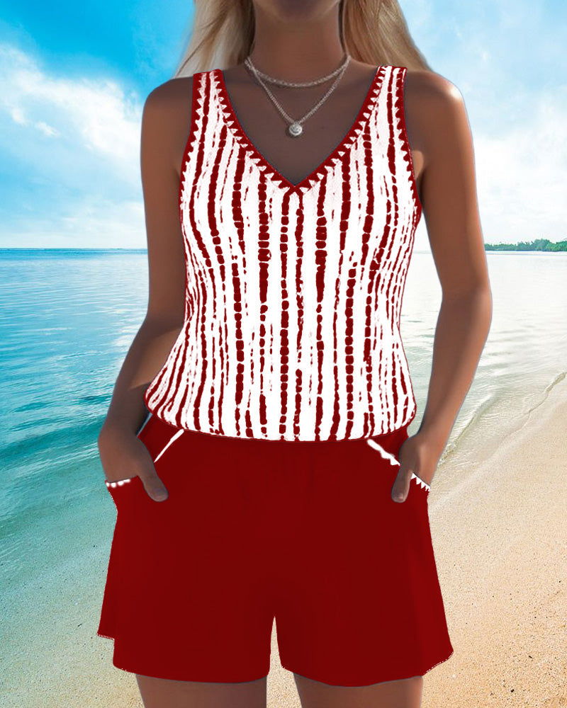 Leslie - Ensemble de Tankini et Pantalons Courts Décontractés