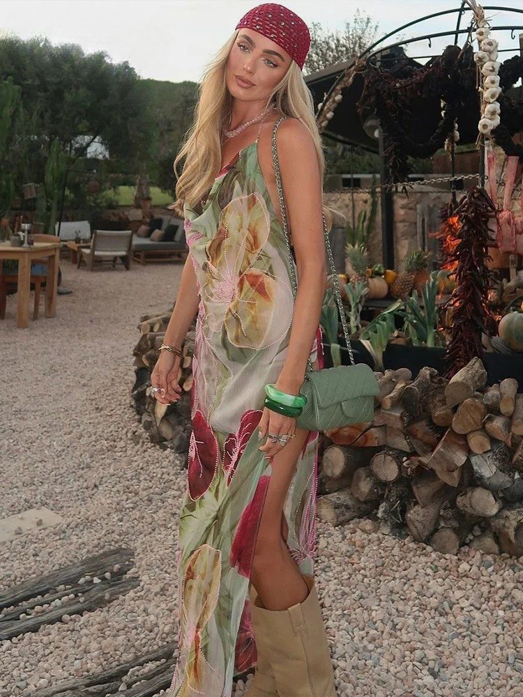Isla | Robe Maxi en Chiffon Sans Dos
