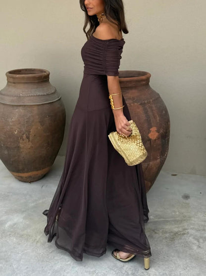 JAYLA - ROBE ASYMÉTRIQUE EN MESH À UNE ÉPAULE