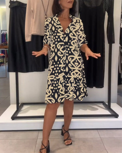 Robe Chic à Col en V Imprimé