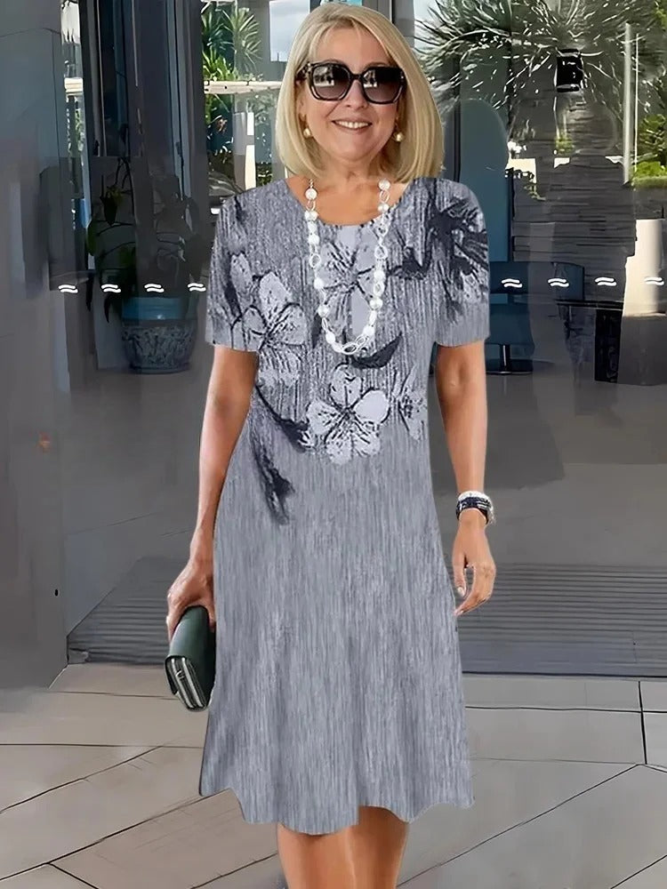 Rosara - Robe Mi-Longue Imprimée Légère et Confortable